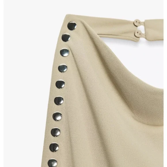 Zara NWT draped studded halter dress  4772/256 - Picture 3 of 7